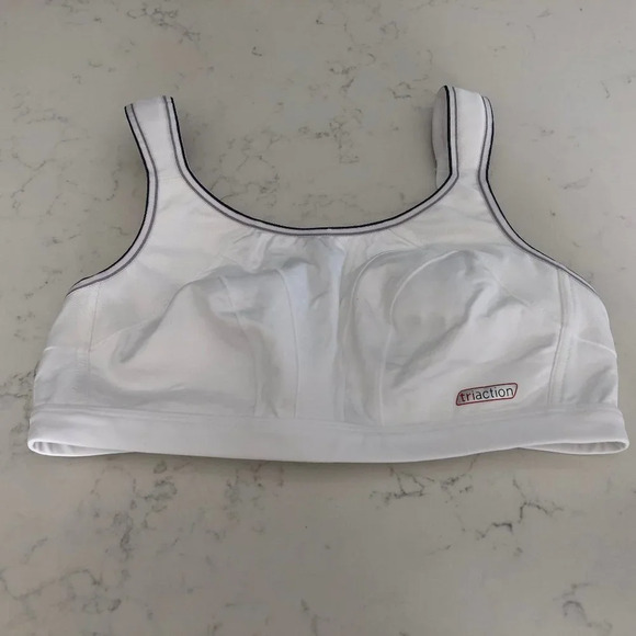Triumph Triaction Activewear Nylon Sports Bra White Blk Grey Sz 34/75B NWOT - Picture 2 of 11